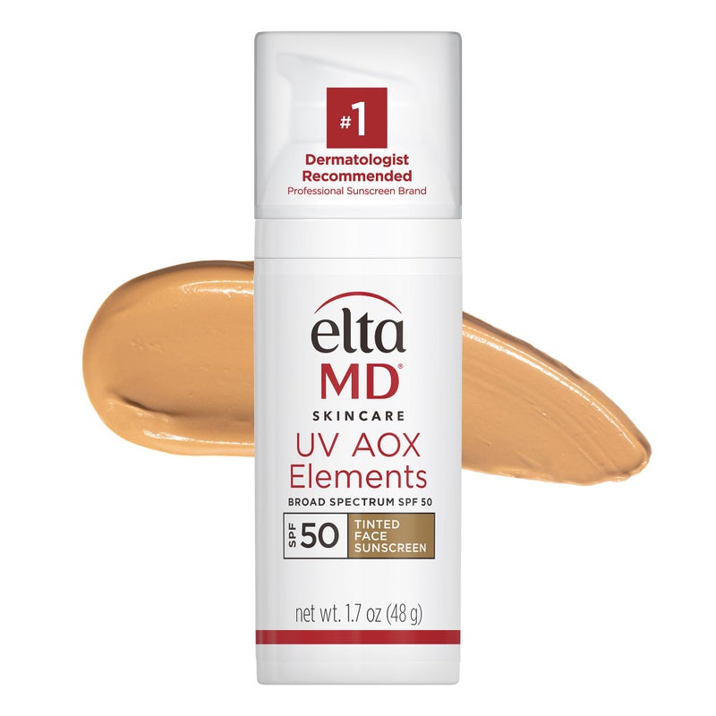 EltaMD UV AOX Elements Tinted Mineral Face Sunscreen Lotion, Tinted Moisturizer for Face SPF 50 with Antioxidants, For Dry Sensitive Skin 1.7 oz Pump - Image 1
