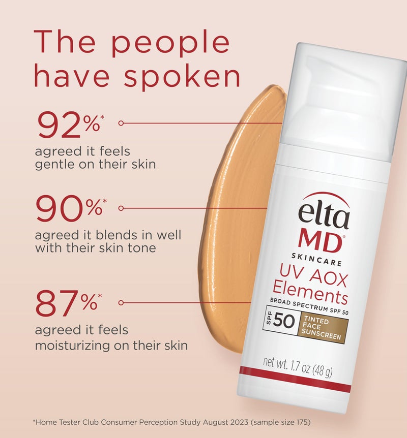EltaMD UV AOX Elements Tinted Mineral Face Sunscreen Lotion, Tinted Moisturizer for Face SPF 50 with Antioxidants, For Dry Sensitive Skin 1.7 oz Pump - Image 5