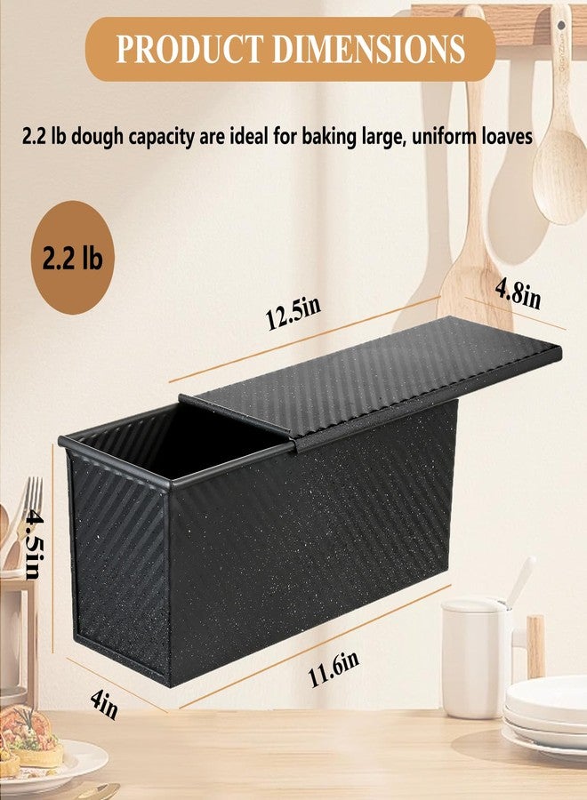 SS&CC Pullman Loaf Pan with Lid 13x4 | 2.2lb Carbon Steel Bread Pan for Homemade Sourdough & Sandwich Bread | Nonstick Bakeware, Heavy Duty & Easy Clean (Black, 2.2lb) - Image 2