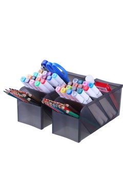 Y&D Desk Organizer, High Capacity Pen Holder Desktop Storage Makeup Brushes Caddy for Office School Home Supplies, Translucent Black Big (2 Pcs)  - Image 4