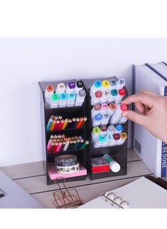 Y&D Desk Organizer, High Capacity Pen Holder Desktop Storage Makeup Brushes Caddy for Office School Home Supplies, Translucent Black Big (2 Pcs)  - Image 2