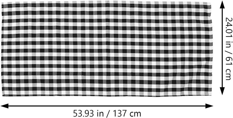 Abaodam Kitchen Plaid Valance Black White Checkered Rod Pocket Window Curtain 137x61cm Cotton Blend Lightweight Decorative Kitchen Window Treatment - Image 2