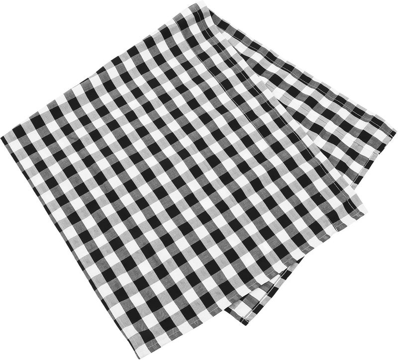 Abaodam Kitchen Plaid Valance Black White Checkered Rod Pocket Window Curtain 137x61cm Cotton Blend Lightweight Decorative Kitchen Window Treatment - Image 1