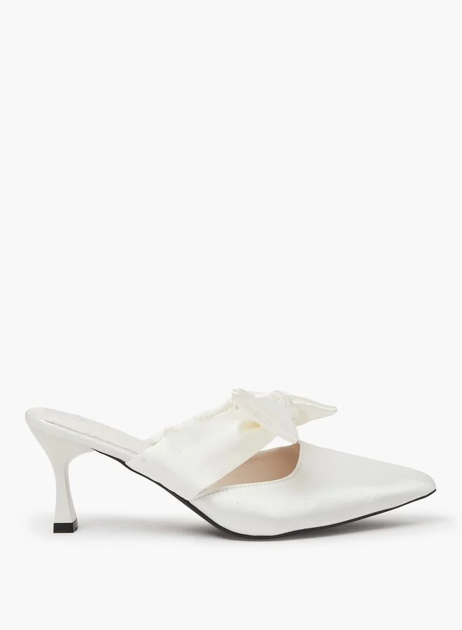 Take Two  White Pointed Toe Bow Mules for Women | Best Price UAE