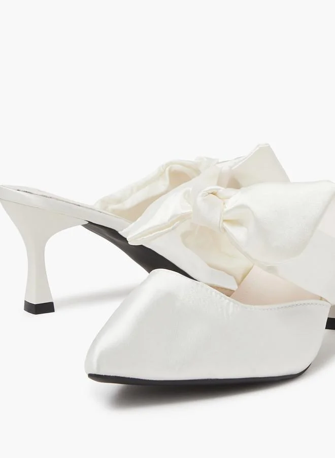 Take Two  White Pointed Toe Bow Mules for Women | Best Price UAE