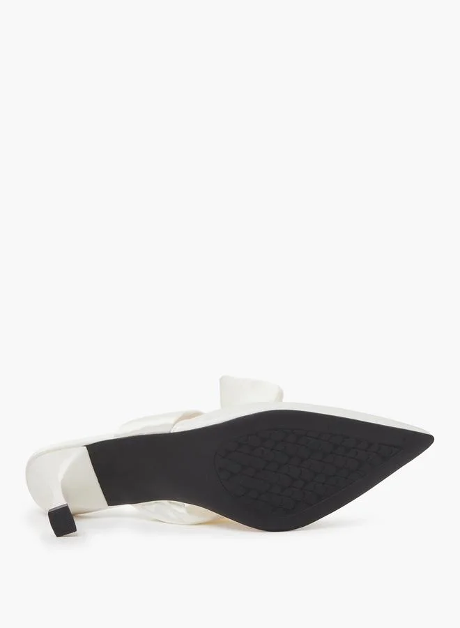 Take Two  White Pointed Toe Bow Mules for Women | Best Price UAE