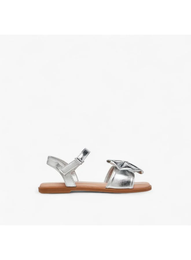 ليتل ميسي صنادل بناتي بشريط فيونكة وإغلاق لاصق