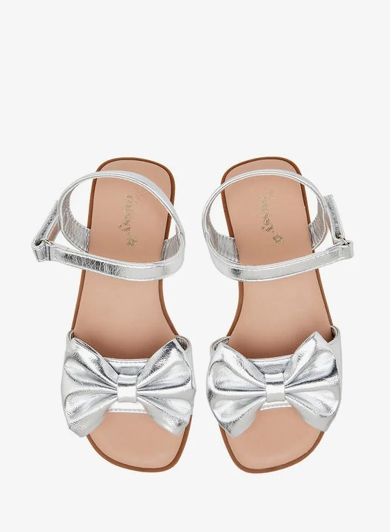 Bow Accent Sandals With Hook And Loop Closure