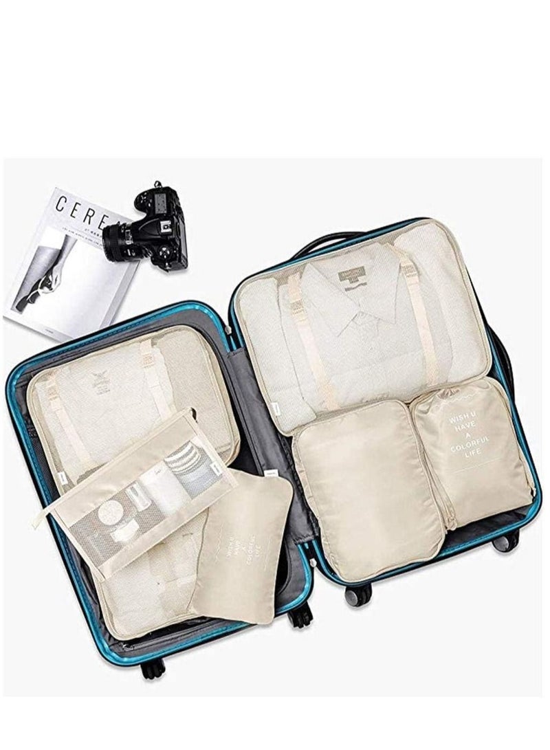 NANAO 7 Piece Packing Cubes Value Set for Travel Luggage Organiser Bag Compression Pouches Clothes Suitcase Packing Organizers Set with Toiletry Bag(Beige)  - Image 2