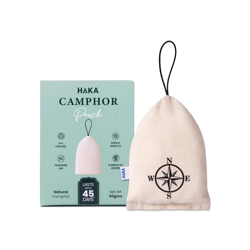Haka Camphor Pouch –100% Pure Camphor | Multipurpose Natural Chemical Free Air Freshener for Car, Wardrobe, Bathroom & Room | Eco-Friendly Aroma Bag (Compass X 3, Natural) - Image 2