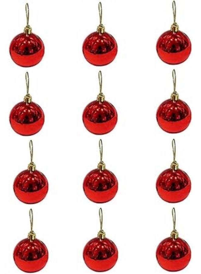 Set of 6 Decorative Plastic Ornament Balls – Medium Size – Red Color - Image 3