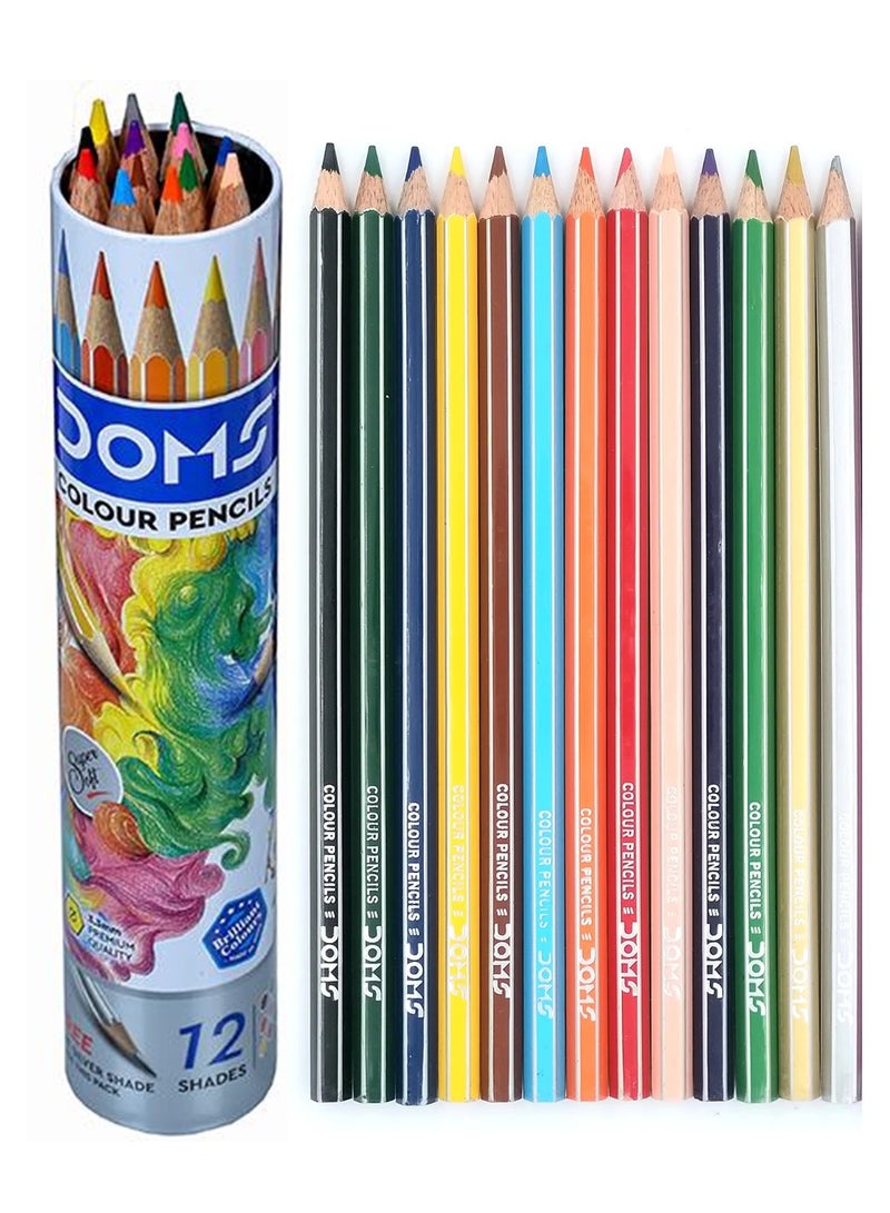 DOMS 12-Piece Colour Pencils Multicolour In Round Tin Box 