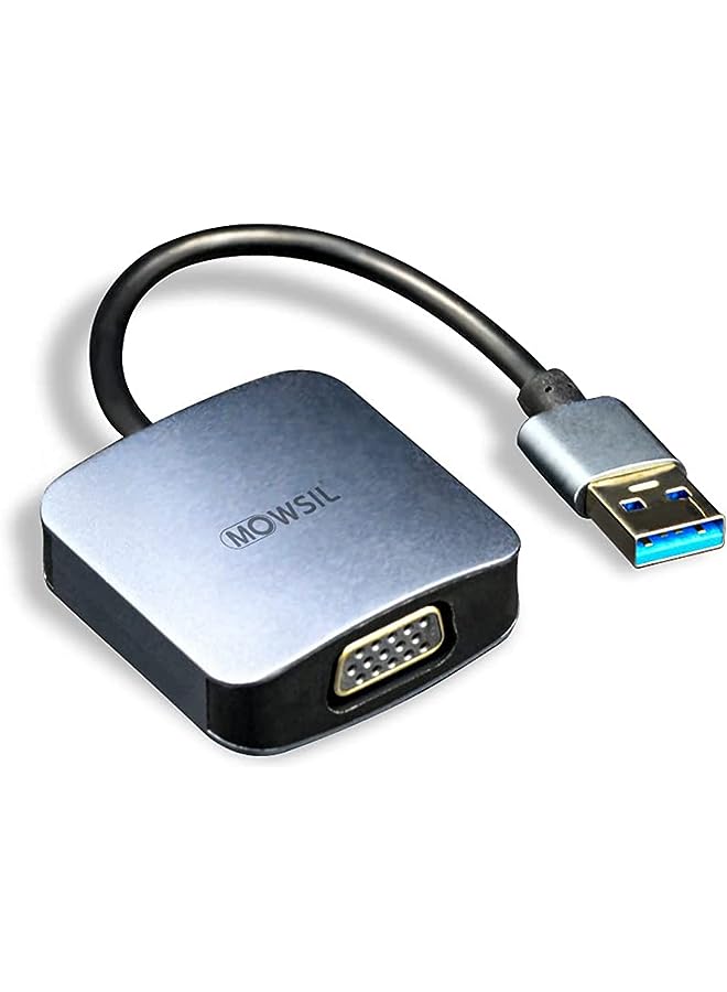 MOWSIL USB 3.0 To VGA Converter, 8 cm Length, Grey - Image 1