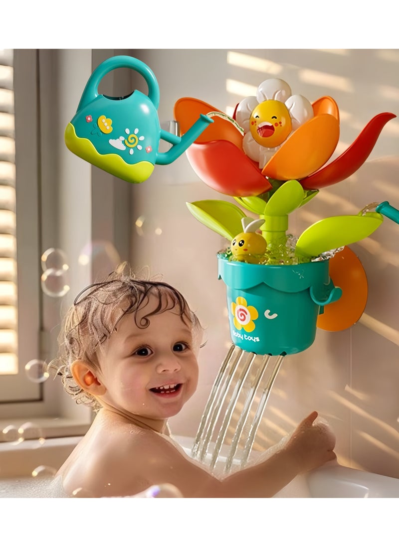 Toddler Baby Bath Toy, Flower Bloom when exposed to water Bath Toy,Baby Bath Toy Flower Watering Can Pool Bath Tub Toy , Attach to Any Tub or Shower Fun for Bath time, Sensory Development Bath Tub Toys Great for Boys,Girls  - Image 1