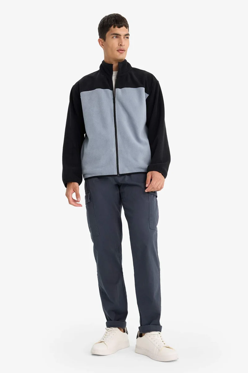 ديفاكتو Relax Fit Half Turtleneck Zip Up Fleece Cardigan