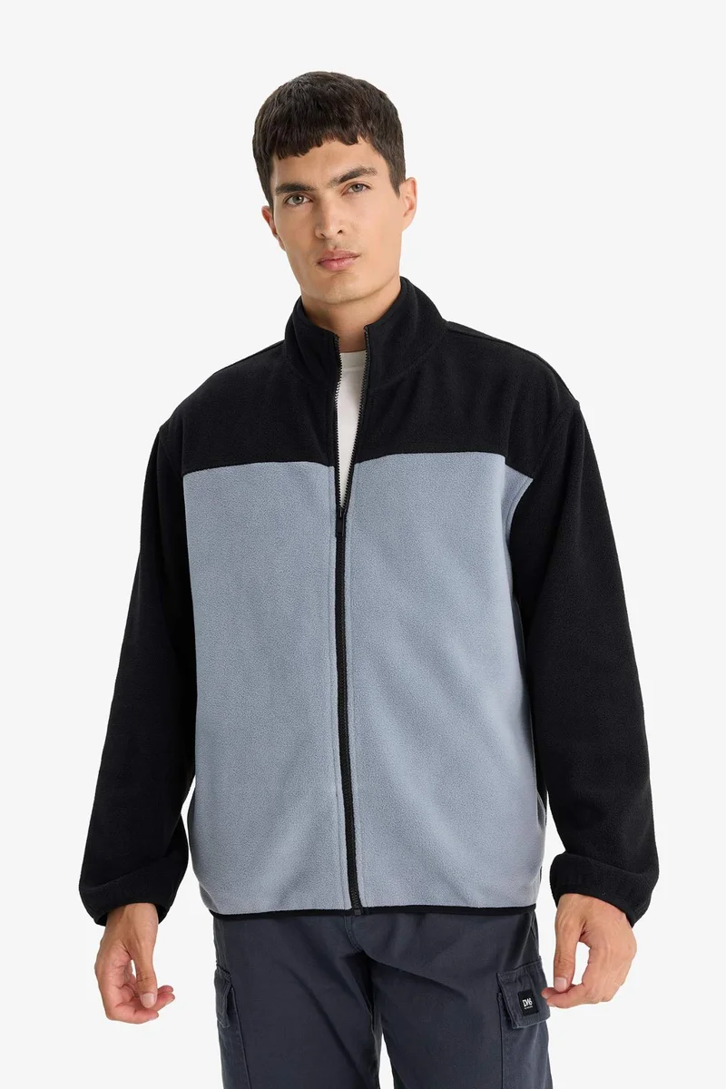 Defacto  Relax Fit Half Turtleneck Zip Up Fleece Cardigan for Men | Best Price UAE