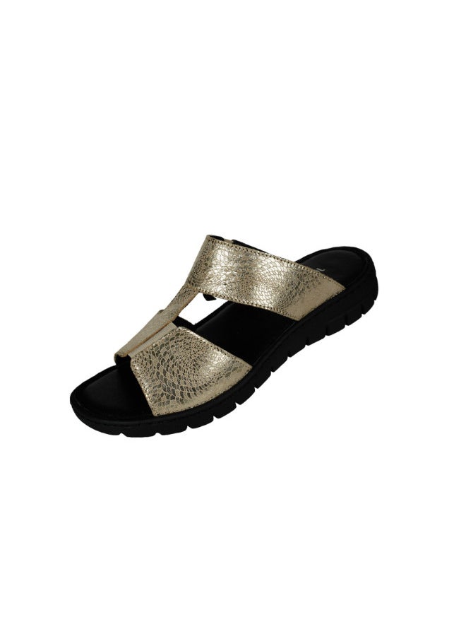 Josef Seibel 071-2228 Josef Seibel Ladies Casual Flat Sandals 93440 Black/Kombi Gold  - Image 3
