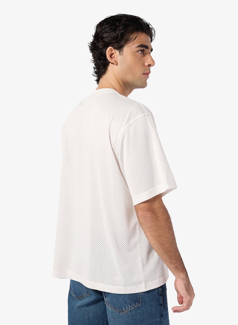 جس بلوزة قصيرة شبكية بأكمام قصيرة - Image 2