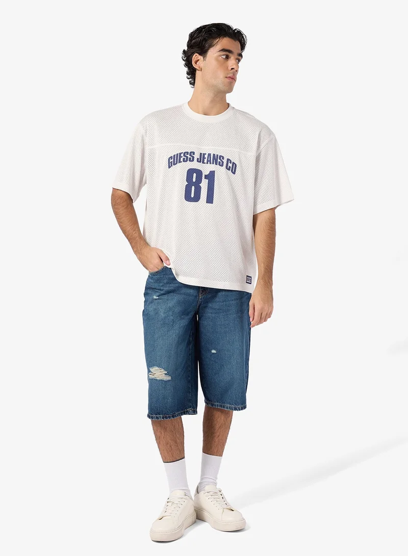 GUESS  Short Sleeve Boxy Cropped Mesh Jersey for Men | Best Price UAE