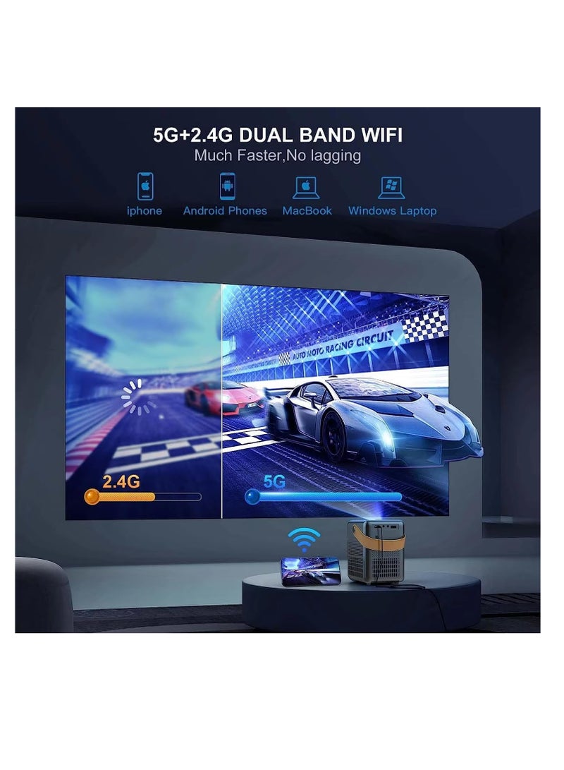 ALLKING [Electric Focus] Mini Projector with WiFi, 5G & Bluetooth, 1080P Full HD, Auto Vertical Correction, Portable Outdoor Movie Projector, Compatible with iOS/Android/TV Stick/PS5  - Image 3