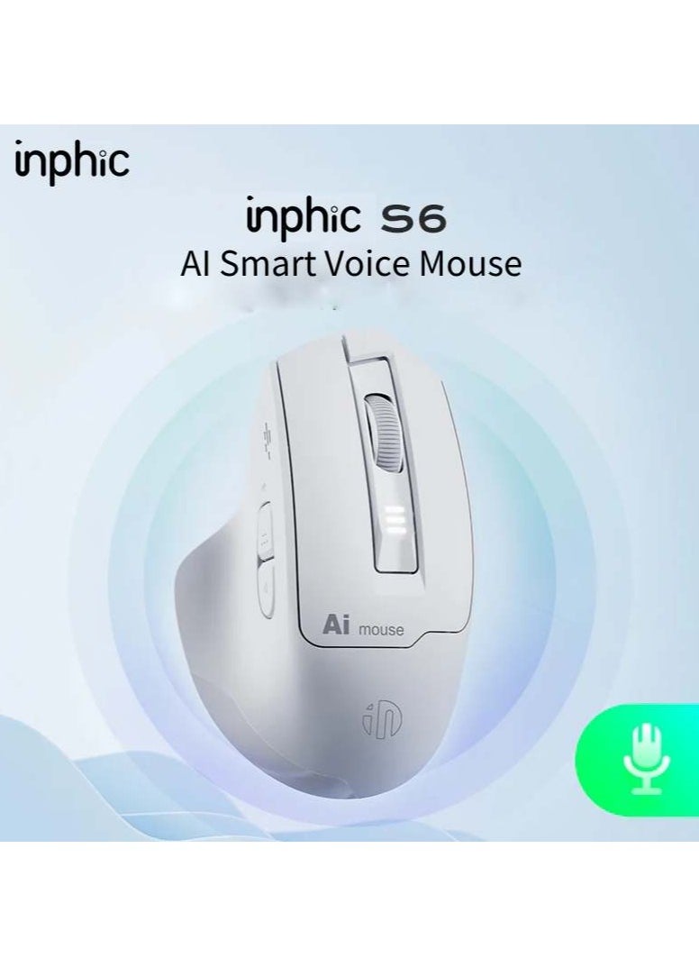 inphic - S6 Voice Control Mouse, Multi-Connection, Rechargeable, 2400DPI Precision, 2.4G Wireless and Bluetooth 5.0 Connection, 400WPM Typing, Silent Operation, Smart Search - Seamless and Efficient Navigation and Command - Image 1
