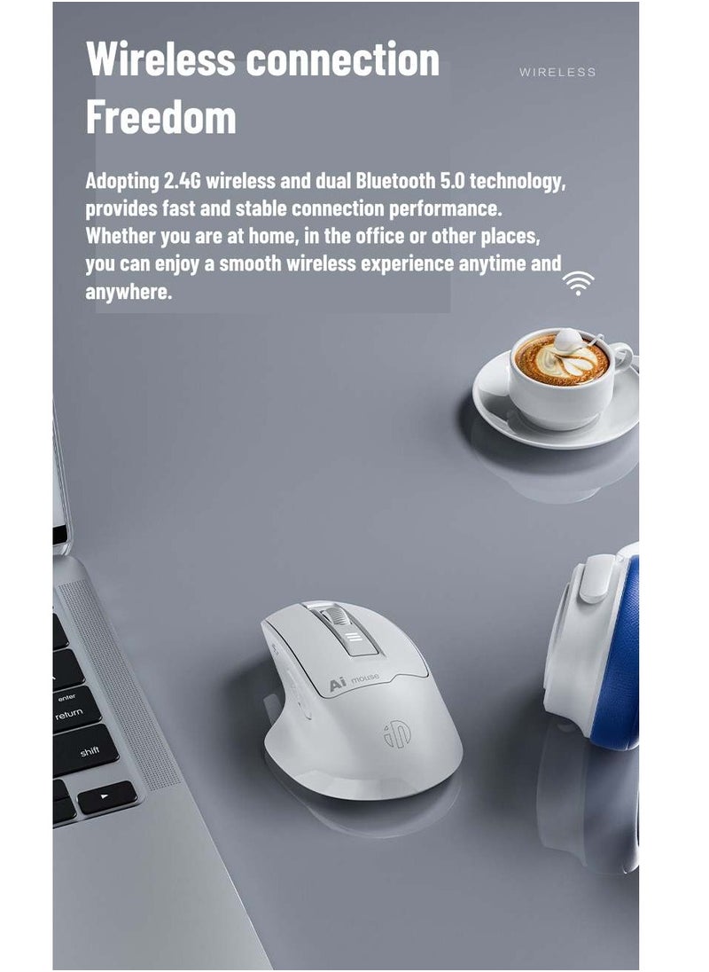 inphic - S6 Voice Control Mouse, Multi-Connection, Rechargeable, 2400DPI Precision, 2.4G Wireless and Bluetooth 5.0 Connection, 400WPM Typing, Silent Operation, Smart Search - Seamless and Efficient Navigation and Command - Image 1