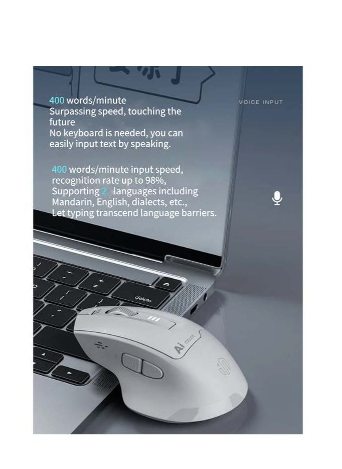 inphic - S6 Voice Control Mouse, Multi-Connection, Rechargeable, 2400DPI Precision, 2.4G Wireless and Bluetooth 5.0 Connection, 400WPM Typing, Silent Operation, Smart Search - Seamless and Efficient Navigation and Command - Image 1