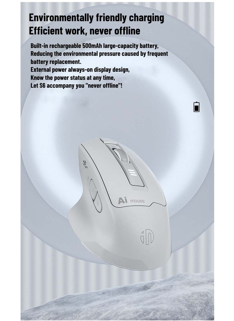 inphic - S6 Voice Control Mouse, Multi-Connection, Rechargeable, 2400DPI Precision, 2.4G Wireless and Bluetooth 5.0 Connection, 400WPM Typing, Silent Operation, Smart Search - Seamless and Efficient Navigation and Command - Image 1