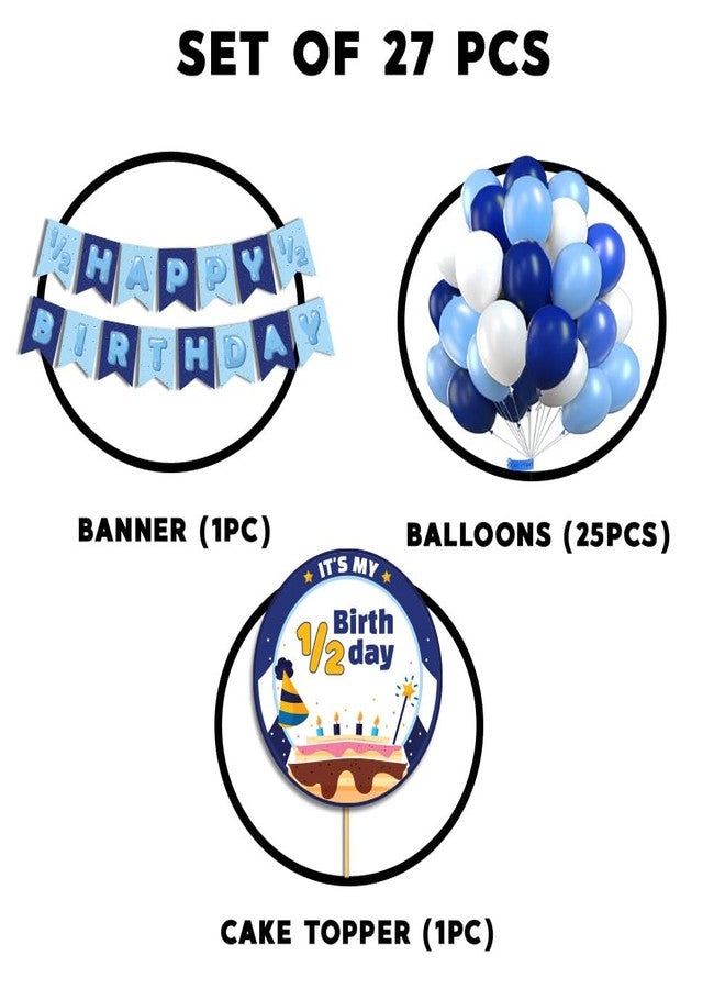 Festiko® Set of 27 Pcs It's My 1/2 Birthday Combo (Banner, Balloons, Cake Topper), Half Birthday Decoration Items (COMBO G) - Image 2