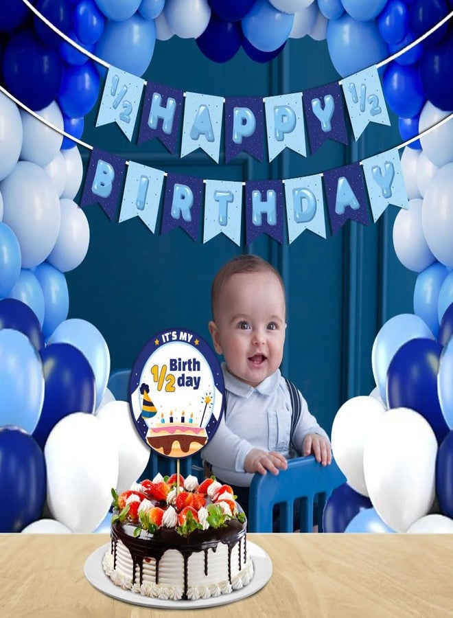 Festiko® Set of 27 Pcs It's My 1/2 Birthday Combo (Banner, Balloons, Cake Topper), Half Birthday Decoration Items (COMBO G) - Image 3