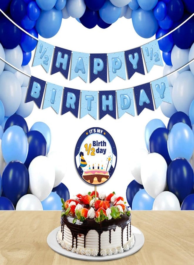 Festiko® Set of 27 Pcs It's My 1/2 Birthday Combo (Banner, Balloons, Cake Topper), Half Birthday Decoration Items (COMBO G) - Image 1