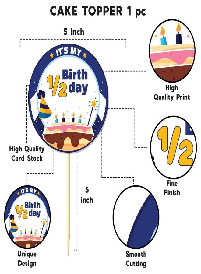 Festiko® Set of 27 Pcs It's My 1/2 Birthday Combo (Banner, Balloons, Cake Topper), Half Birthday Decoration Items (COMBO G) - Image 5