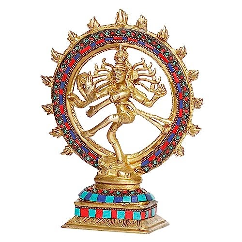 Kartique Brass Natraj Statue, 9.5 Inch Tall, Colorful Cosmic Dance Pose, Spiritual Murti for Home and Office Decor - Image 4