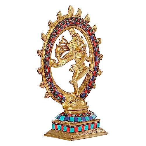 Kartique Brass Natraj Statue, 9.5 Inch Tall, Colorful Cosmic Dance Pose, Spiritual Murti for Home and Office Decor - Image 3