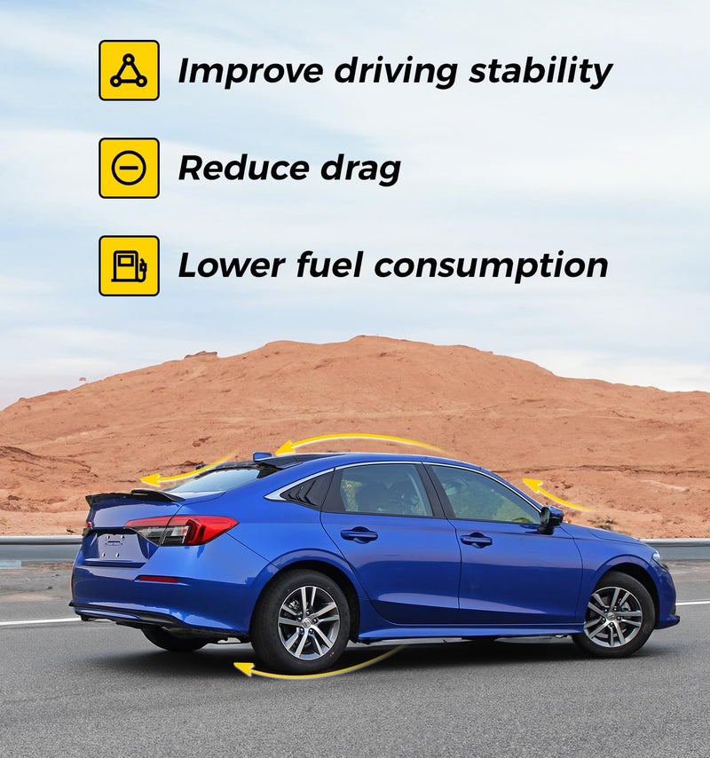 Xprite Rear Spoiler Compatible with 2021 2022 2023 2024 2025 2026 Honda Civic Sedan Sport Spoiler 11th Civic Rear Spoiler Wing ABS Material- Glossy Black - Image 4