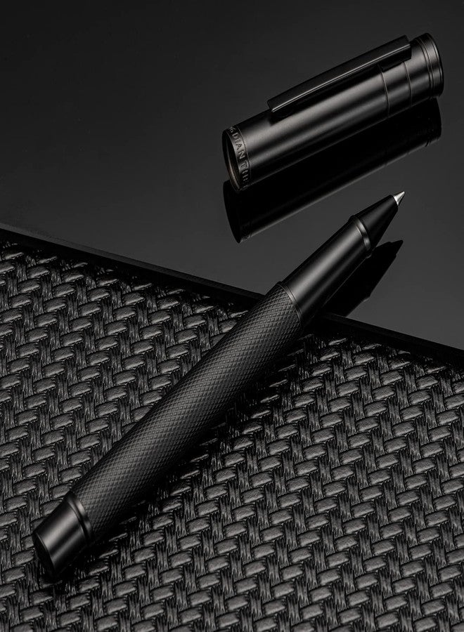 Asvine Hongdian Matte Black Forest Rollerball Pen with Schmidt Black Ink Refill, Classic Design with Metal Case for Business Signature - Image 2