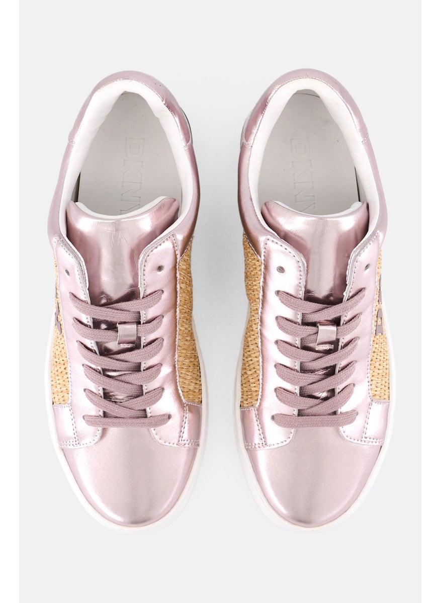 DKNY Women Abeni Arch Raffia Lace Up Shoes, Rose Gold  - Image 3