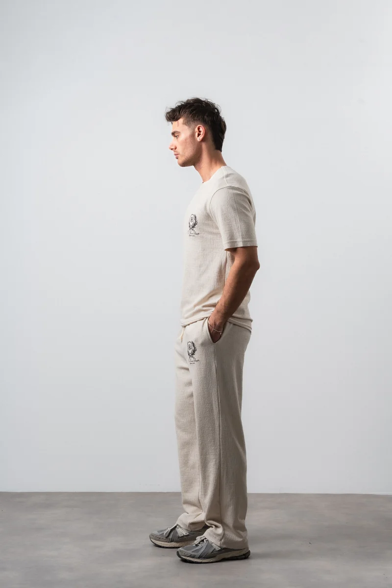 RESPIRE Men's FFB Dirty Stitch T-Shirt and Pants Set, Beige
