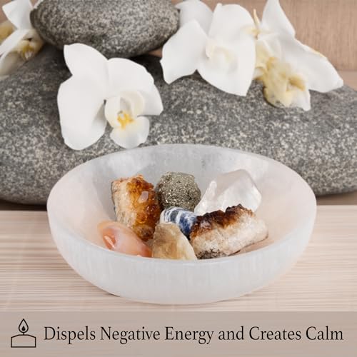 Wish Well Large Selenite Bowl – 5.5" Selenite Crystal Bowl – Mined & Crafted in Morocco – Ideal for Cleansing Crystals & Healing Stones - Protection Crystals - Spiritual Gift & Decor - Image 5