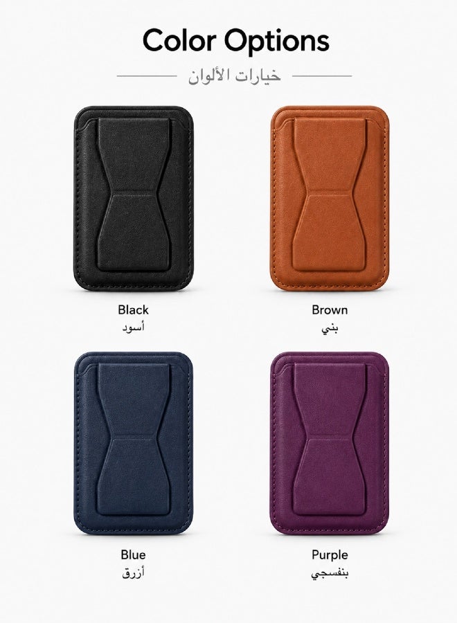 Perfect for Cafes & Majlis Socials: MagSafe Card Wallet Stand for iPhone 17 16 15 14 13 12, X-Fold Floating Design, Golden Triangle Stability, Holds 3 Cards, Premium Vegan Leather Texture - Image 2