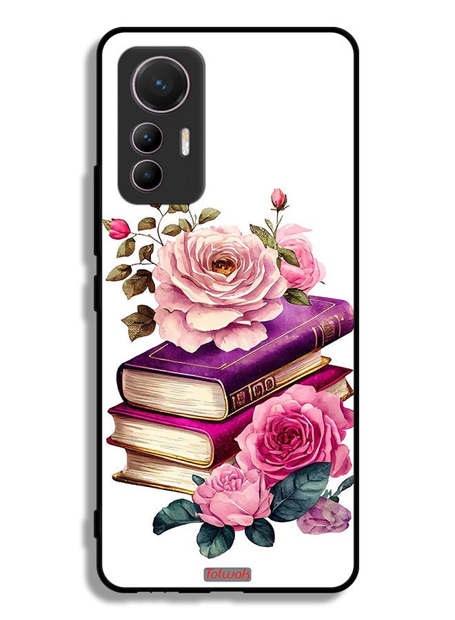 Tolwak غطاء واقي لهاتف شاومي 12 لايت مزين بالورود والكتب - Image 2