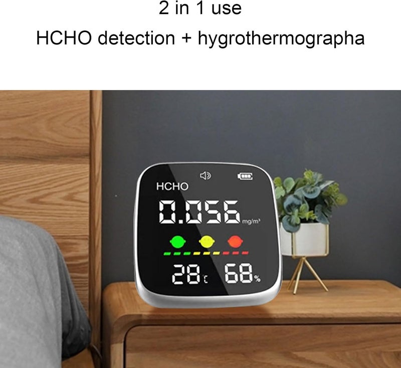 كاشف جودة الهواء الداخلي HCHO 3 في 1 مع مستشعر دقيق رقمي محمول لقياس HCHO والرطوبة ودرجة الحرارة للمنازل الجديدة والإيجارات والمكاتب والفصول الدراسية والبيئة - Image 3