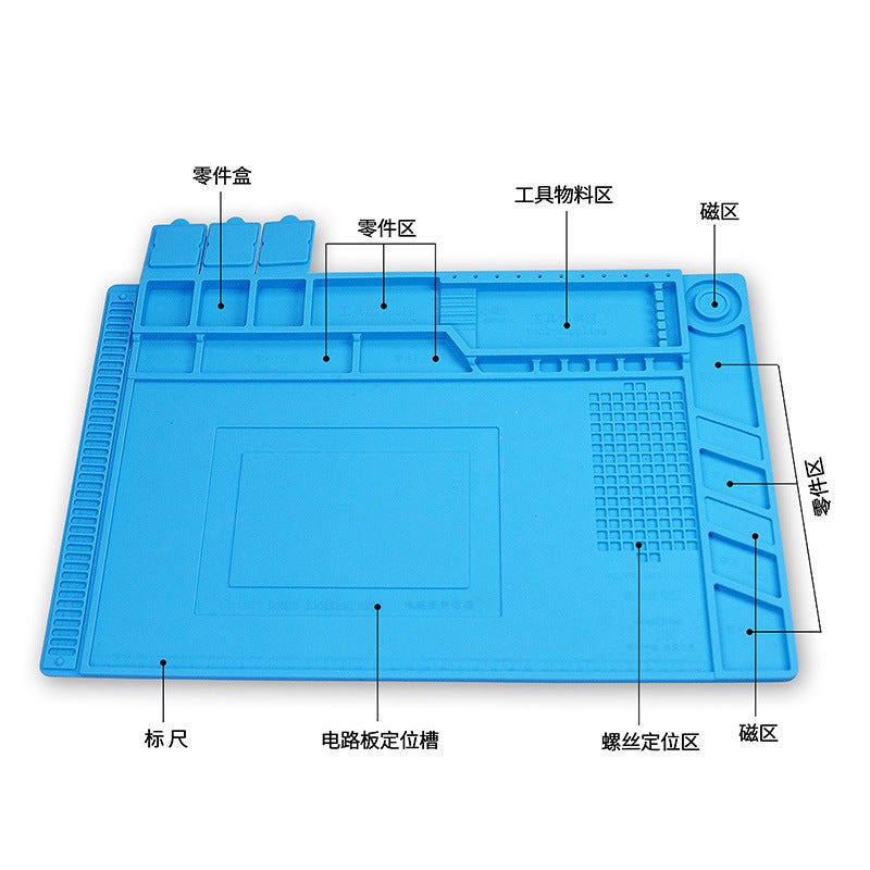 Magnetic Silicone Parts Tray Auto Repair Storage Tool Tray Mobile Phone Repair Welding Work Storage Table Mat SH-7510