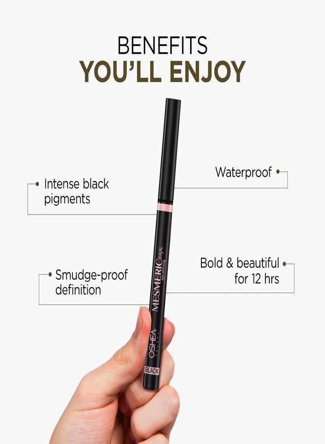 أوشيا كحل أوشيا كولورز ميزميريك المقاوم للماء والتلطخ، مطفي لتحديد العيون | لون غني، يدوم 12 ساعة بتركيبة سريعة الجفاف (أسود) (عبوة من قطعتين) - Image 4