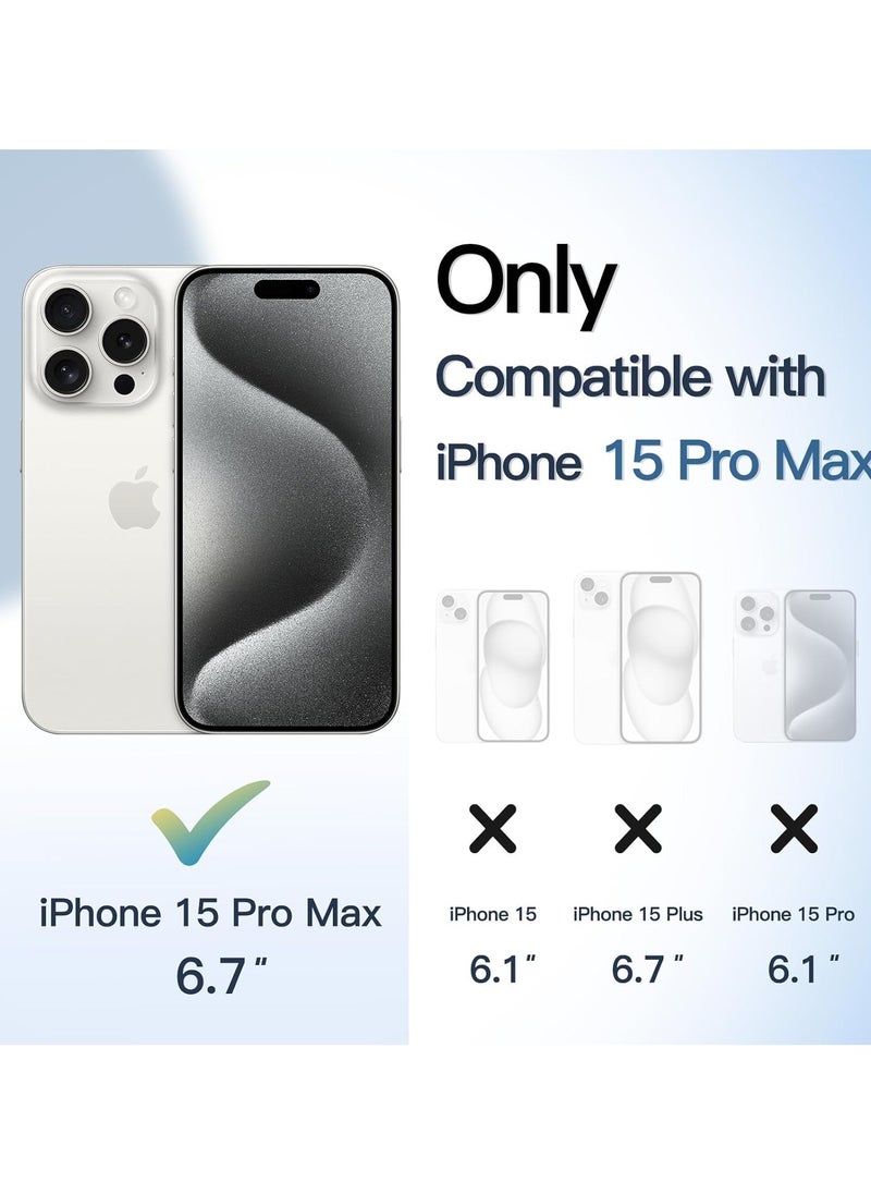 Magnetic Case for iPhone 15 Pro Max 6.7-Inch Compatible with MagSafe, Shockproof Phone Bumper Cover, Solid Color Matte TPU Frame, Anti-Scratch Clear Back (White Titanium)