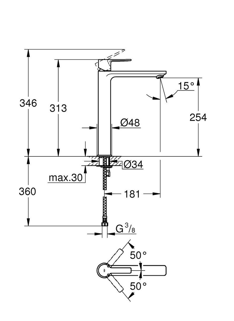 Grohe - LINEARE SINGLE-LEVER BASIN MIXER 1/2″ XL-SIZE - Image 1