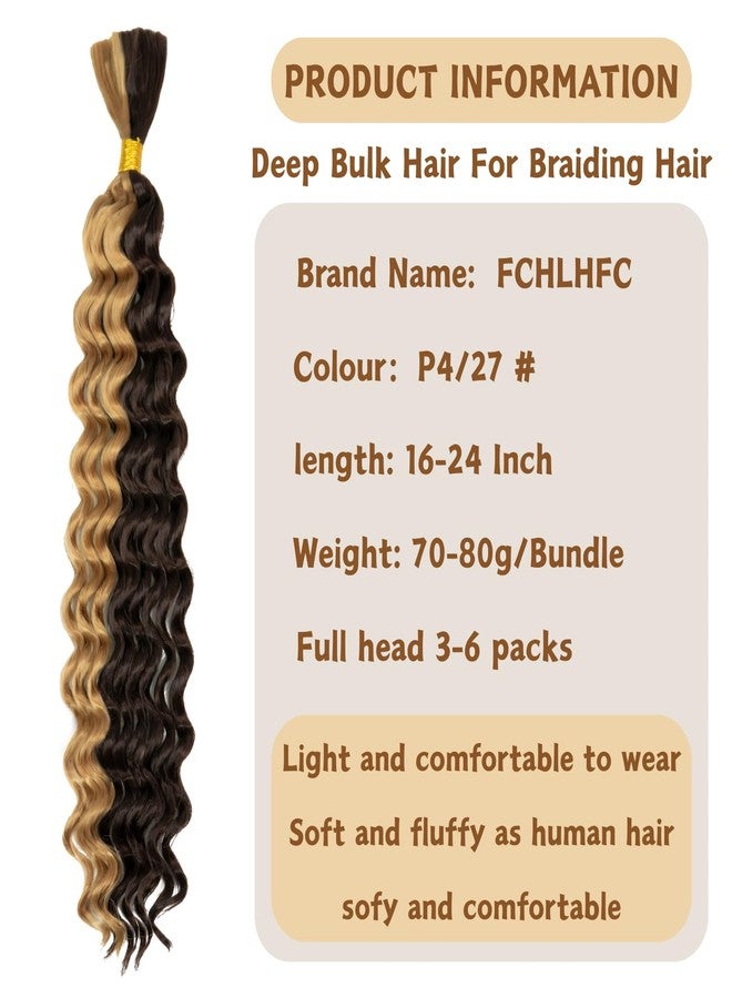 FCHLHFC Braiding Hair 18 Inch 300g 4 Bundles/Pack Deep Wave Bohemian Braids for Curly Braiding Hair No Weft Natural Color, Boho Braids Hair Water Wave（18 Inch P4/27#） - Image 2