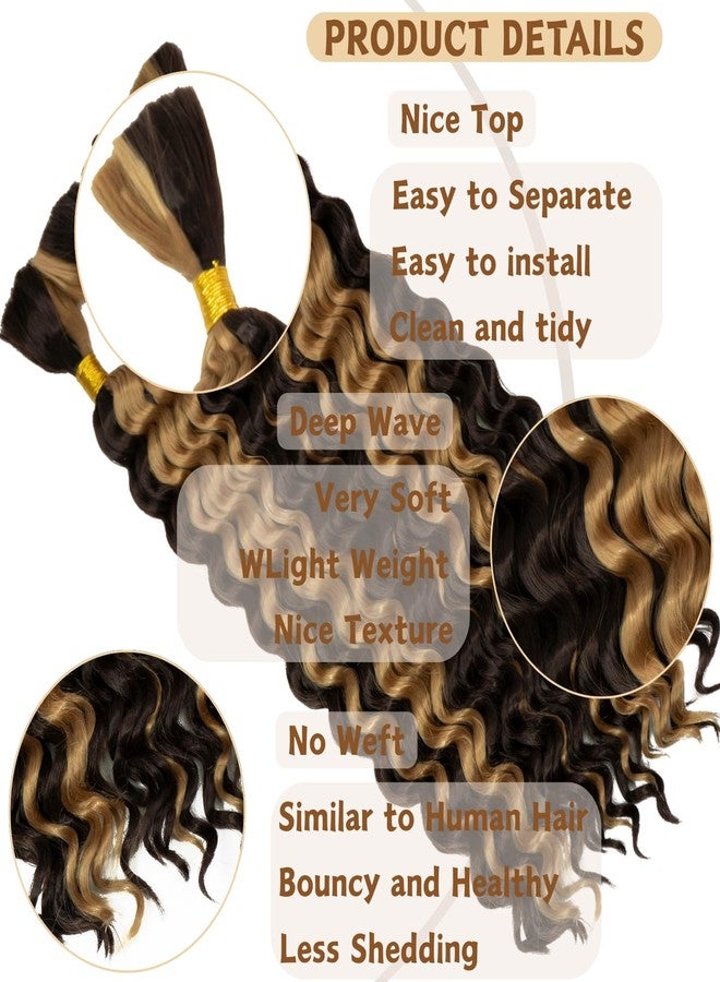 FCHLHFC Braiding Hair 18 Inch 300g 4 Bundles/Pack Deep Wave Bohemian Braids for Curly Braiding Hair No Weft Natural Color, Boho Braids Hair Water Wave（18 Inch P4/27#） - Image 3