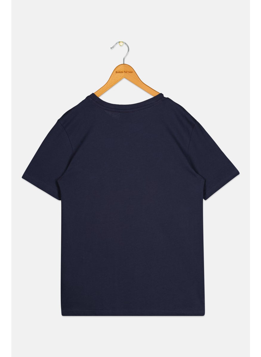 NAUTICA - Kids Boy Crew Neck Short Sleeves Brand Logo T-Shirt, Navy - Image 1