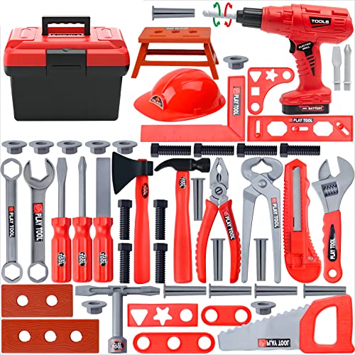 Winbar Kids Tool Set 55 Pcs Kids Tool Set Pretend Play Kids Toys with Tool Box and Electronic Toy Drill Toy Tools for Toddler Boys Girl Kid Child Ages 3 - Image 1